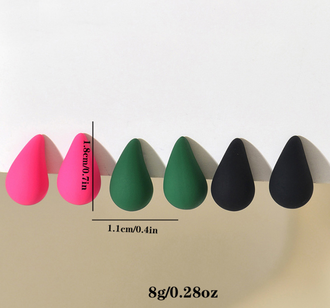 Matte Teardrop Stud Earrings – Minimal Pop Statement