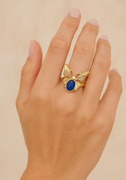 Butterfly Blue Stone Statement Ring