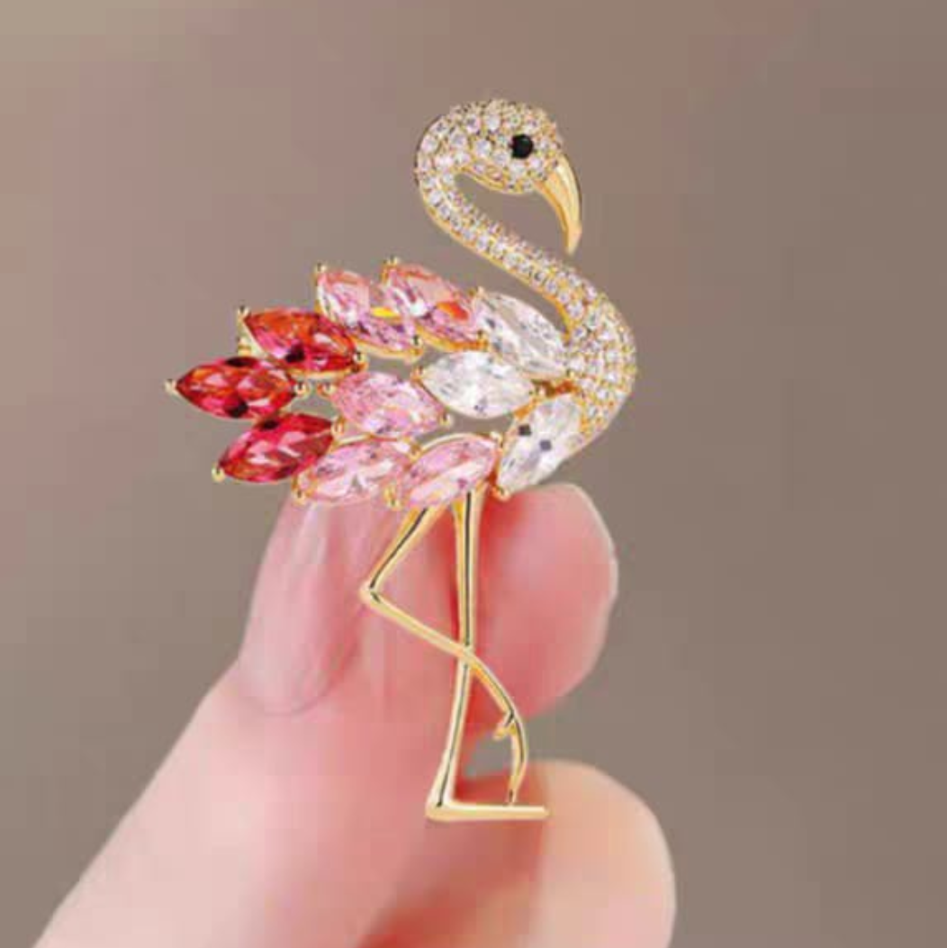 Blush Crystal Flamingo Brooche