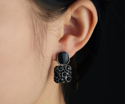 Elegant Square Crystal Drop Earrings