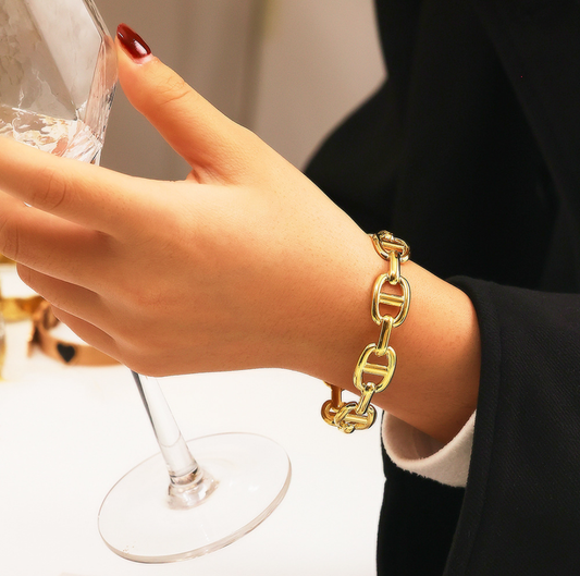 Gold Link Chain Cuff Bracelet