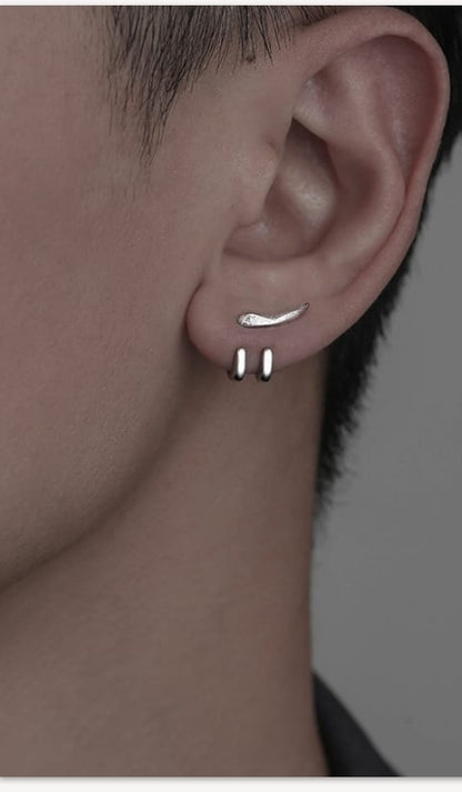 Silver Crescent Drop Earrings