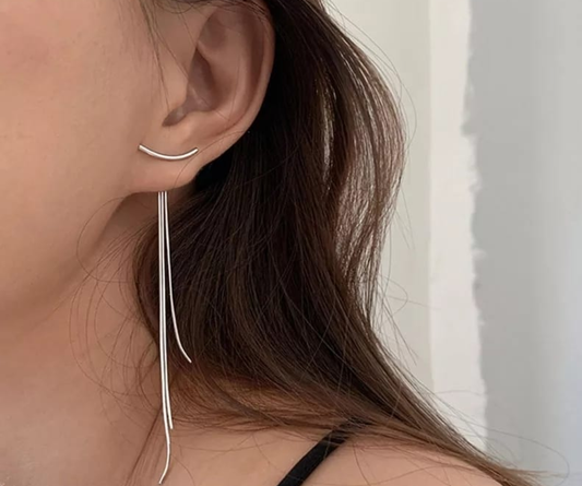 Minimalist Curve Tassel Drop Earrings