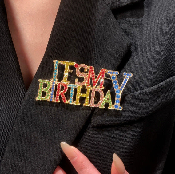Rainbow Crystal “It’s My Birthday” Brooch