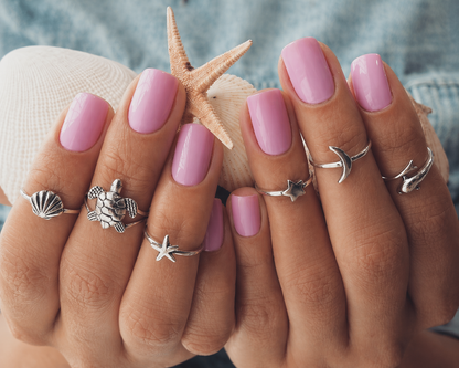 Ocean-Inspired Silver Ring Set (6 Pieces)