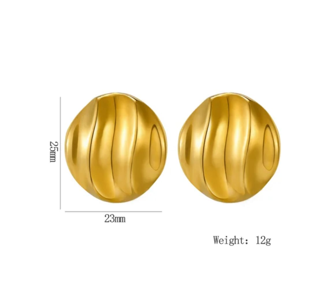 Molten Gold Dome Stud Earrings – Sleek Statement Shine