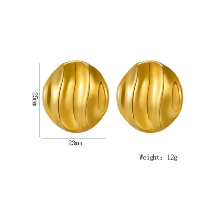 Molten Gold Dome Stud Earrings – Sleek Statement Shine