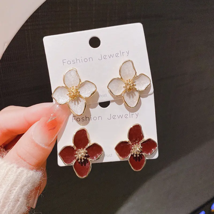 Floral Enamel Stud Earrings