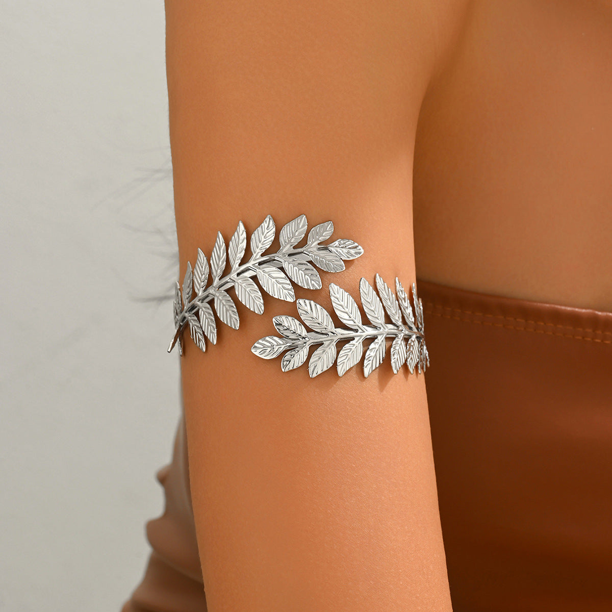 Silver Laurel Leaf Arm Cuff Bracelet