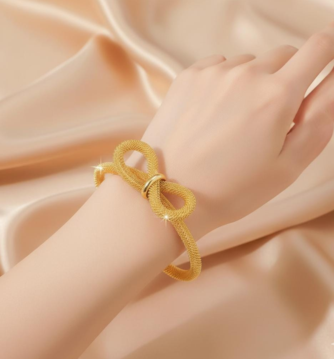 SET OF 2 Golden Knot Mesh Cuff Bracelet