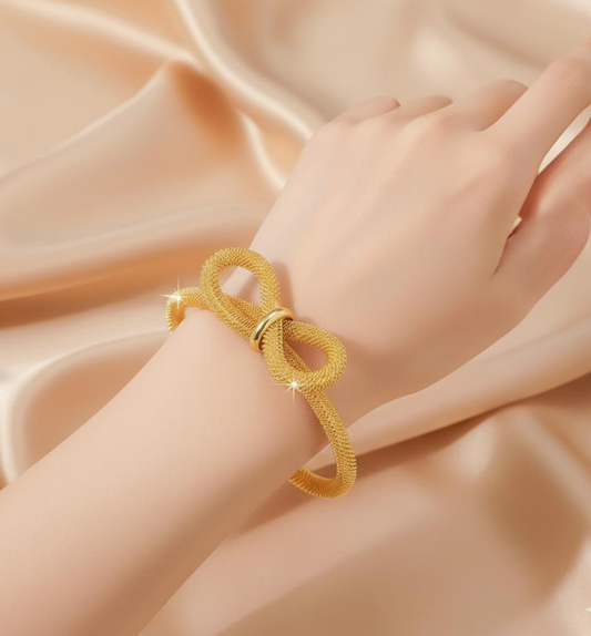 SET OF 2 Golden Knot Mesh Cuff Bracelet