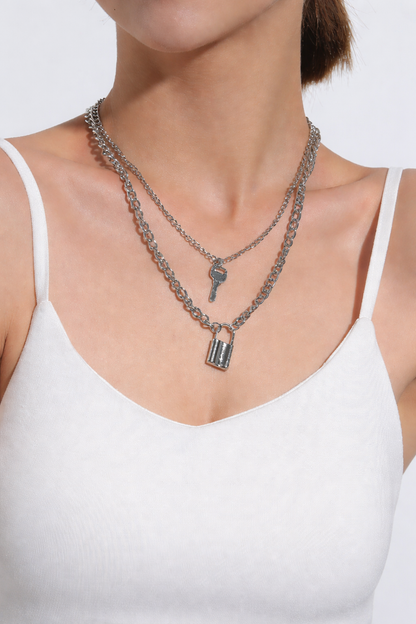 Lock & Key Layered Chain Necklace