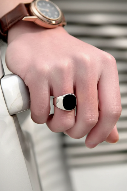 Classic Black Signet Ring 🖤✨