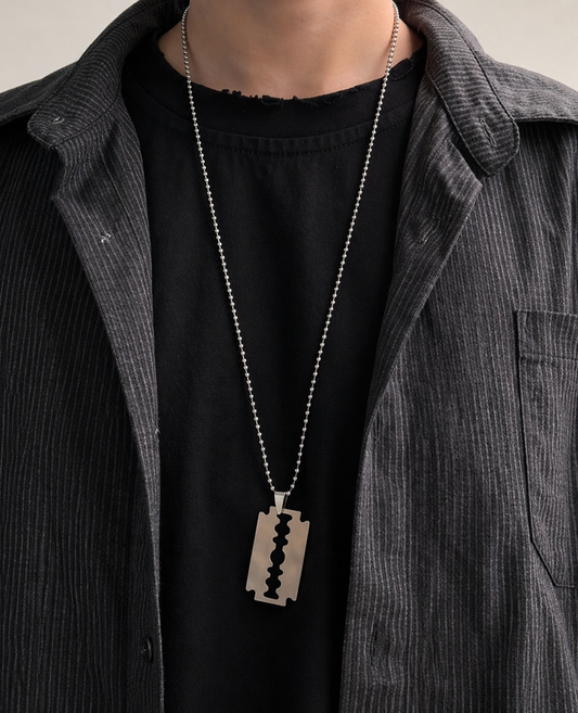Razor Blade Pendant Chain Necklace