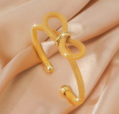 SET OF 2 Golden Knot Mesh Cuff Bracelet