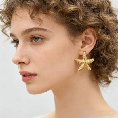 ✨ Gold Starfish Statement Earrings