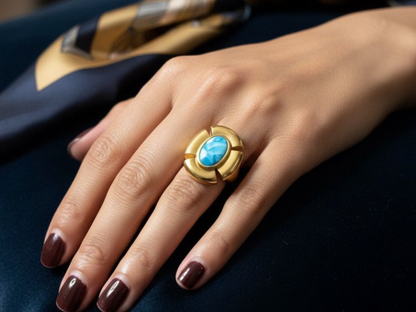 Azure Halo Statement Ring