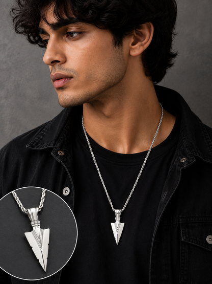 Arrowhead Pendant Necklace for Men – Geometric Statement Chain