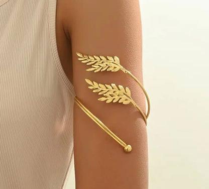 Gold Laurel Leaf Adjustable Arm Cuff Bracelet