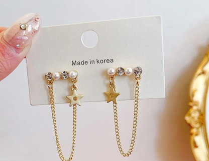 Star Charm Double Chain Earrings