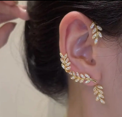Golden Leaf Ear Cuff Statement Earring