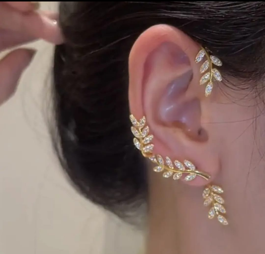 Golden Leaf Ear Cuff Statement Earring