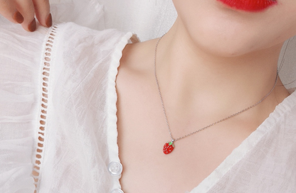 Sweet Strawberry Charm Necklace