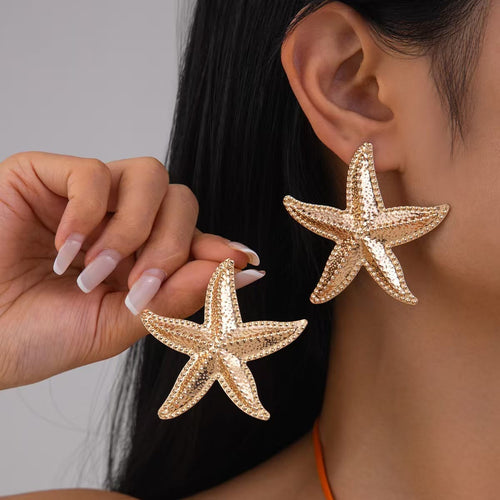 ✨ Gold Starfish Statement Earrings