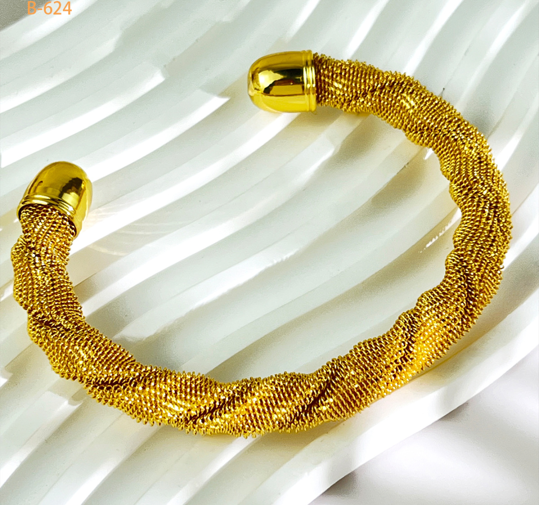 SET OF 2 Textured Knot Mesh Gold Cuff