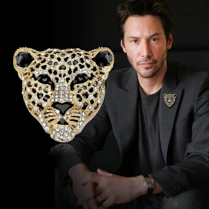 Gold Leopard Brooch – Crystal Embellished Statement Pin