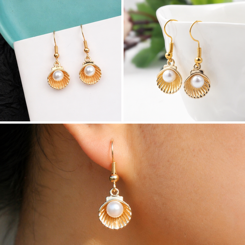 Pearl Shell Drop Earrings – Elegant Ocean Vibe