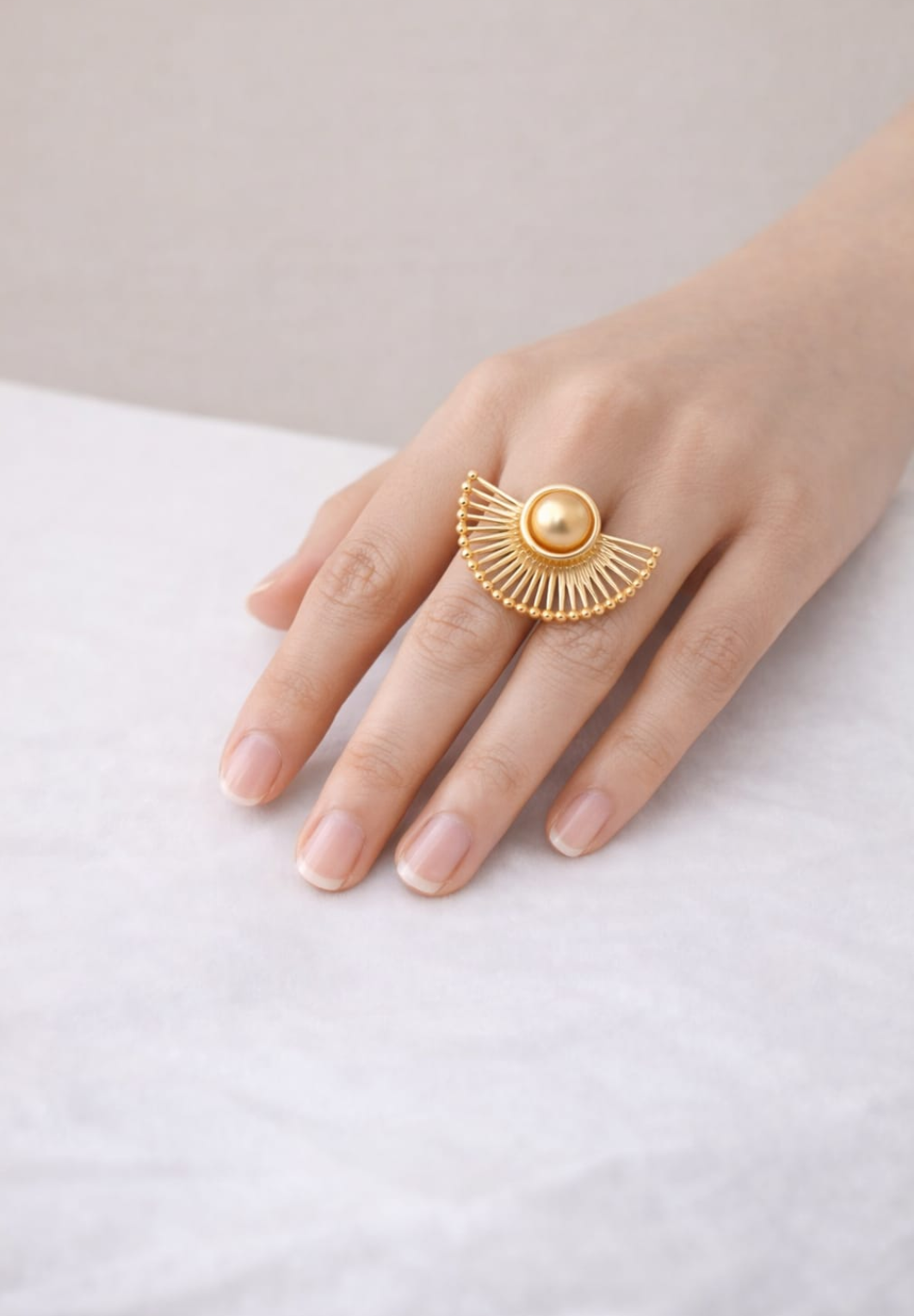 Golden Halo Fan Statement Ring