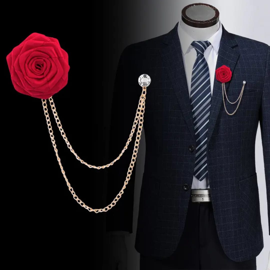 Rose Chain Brooch for Men