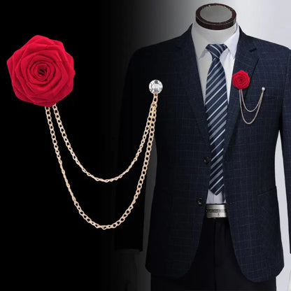 Rose Chain Brooch for Men