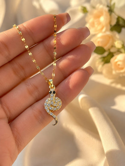 Snake Pendant Gold Necklace