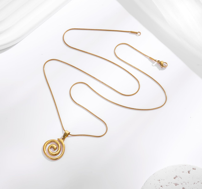 Minimalist Gold Spiral Pendant Necklace