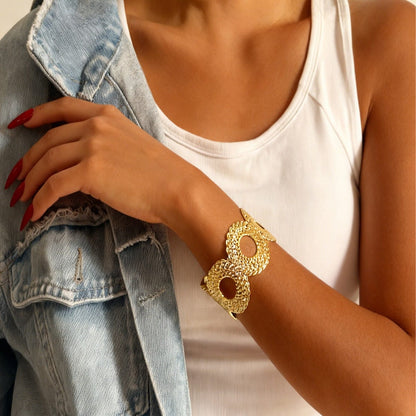 Golden Textured Statement Cuff Bracelet