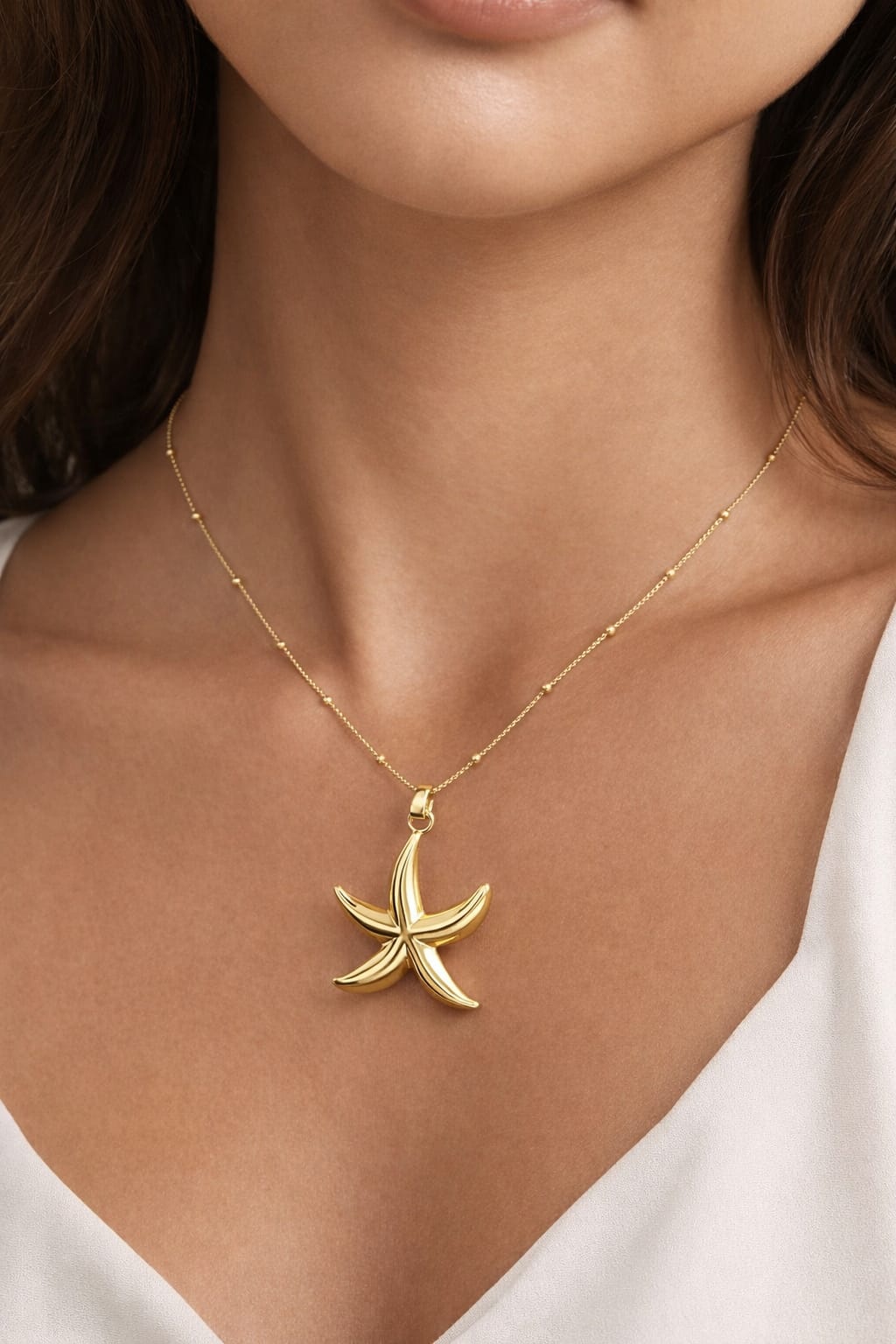 Golden Starfish Pendant Necklace