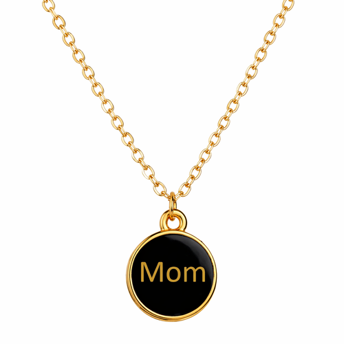 Elegant “Mom” Engraved Pendant Necklace