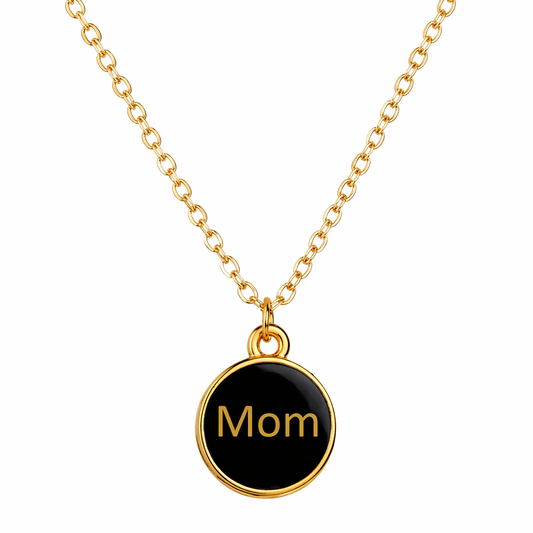 Elegant “Mom” Engraved Pendant Necklace