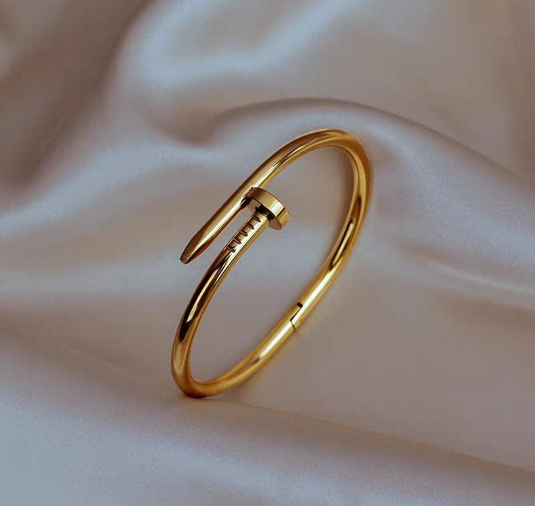 Modern Nail Design Gold Cuff Bracelet