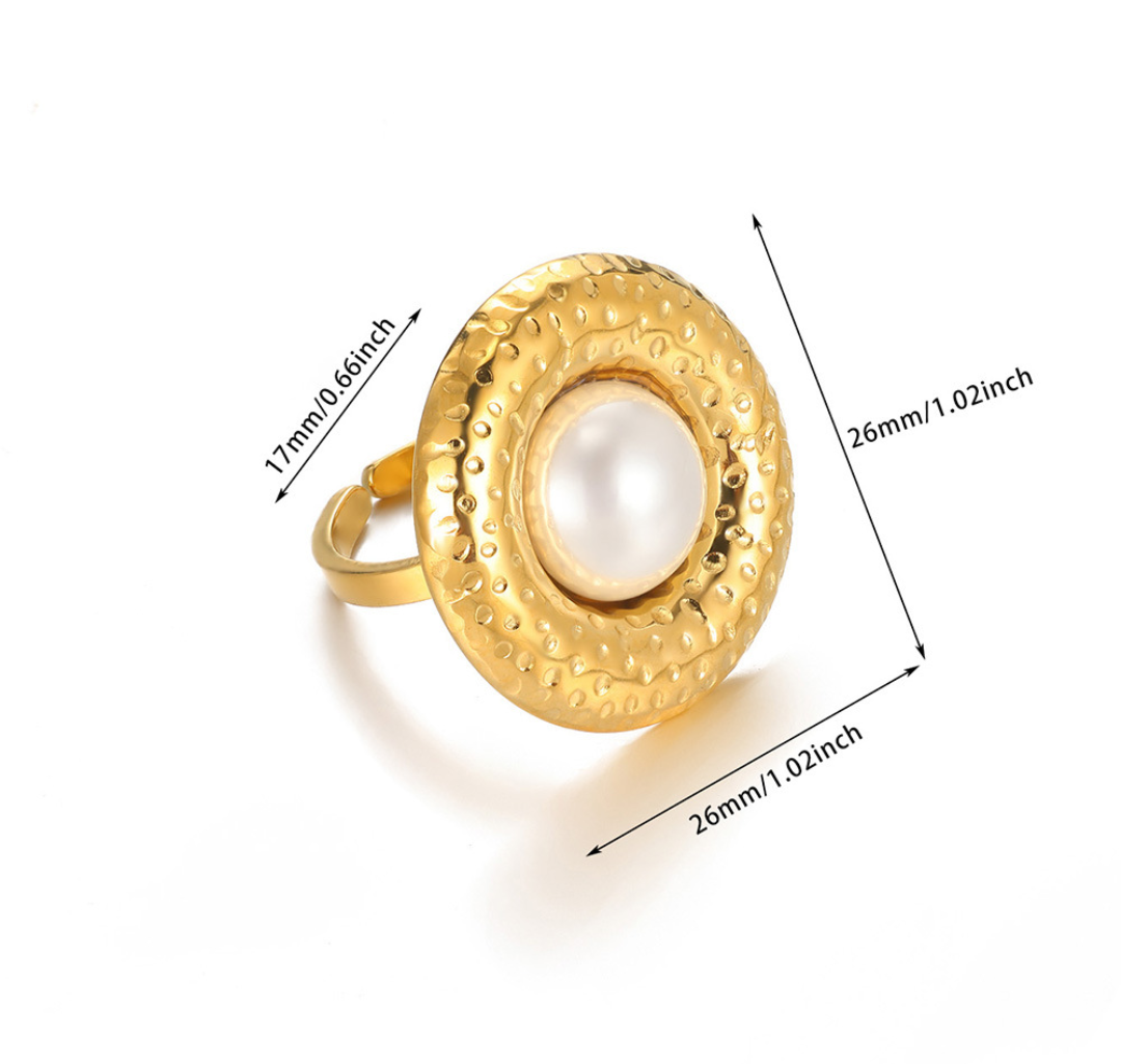 Golden Halo Pearl Statement Ring