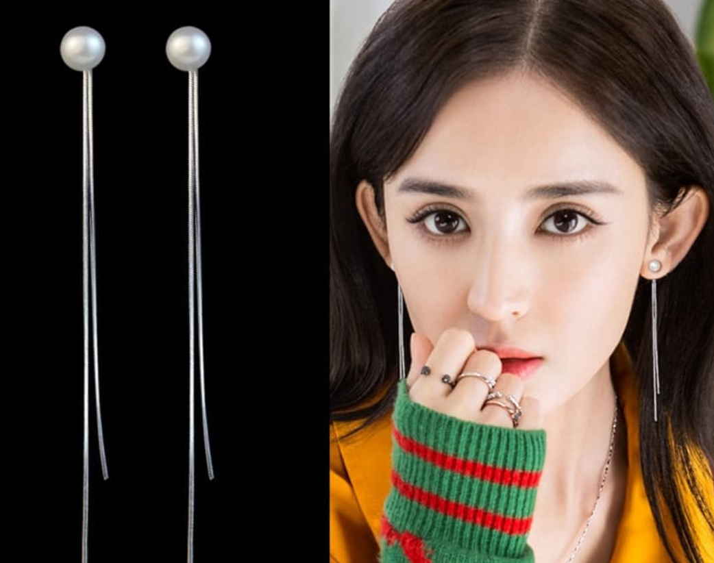 Elegant Pearl Thread Drop Earrings