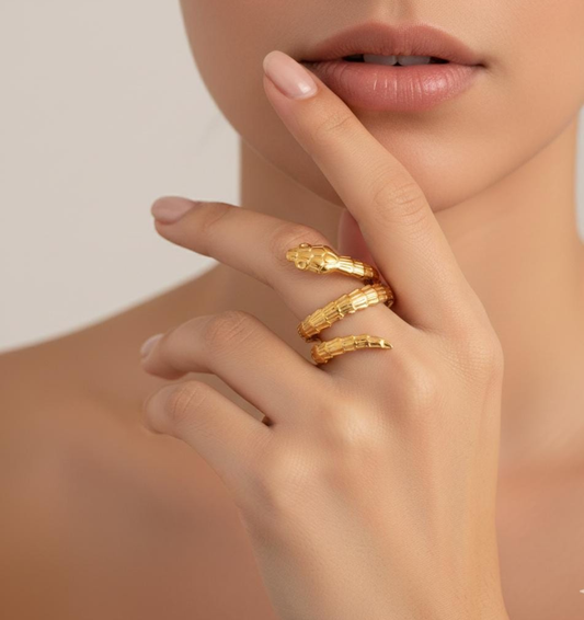 Golden Serpent Wrap Statement Ring