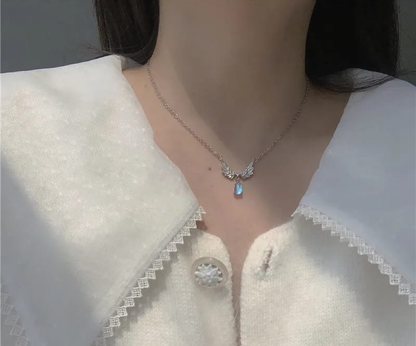 Angel Wing Crystal Drop Necklace