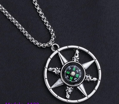 Compass Wheel Pendant Necklace