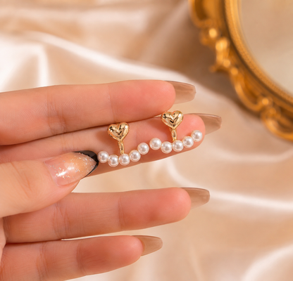 Pearl Heart Ear Cuff Earrings