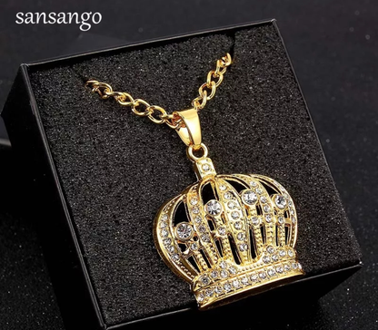 Royal Crown Crystal Pendant Necklace