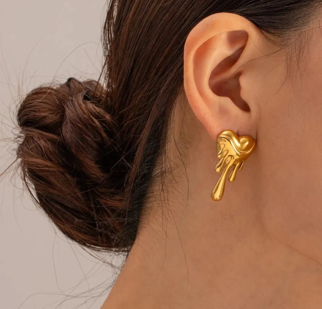 Molten Heart Drip Earrings – Bold Artistic Romance
