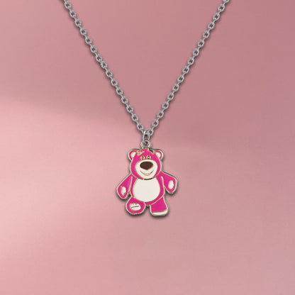 Cute Teddy Bear Pendant Necklace (Silver Chain)